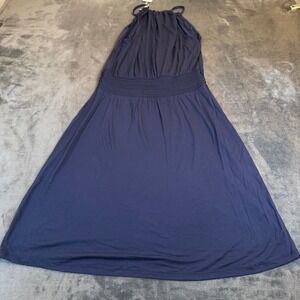 LASCANA Navy Blue Crochet Waist Halter Neck Maxi Dress Pure Womens size 2